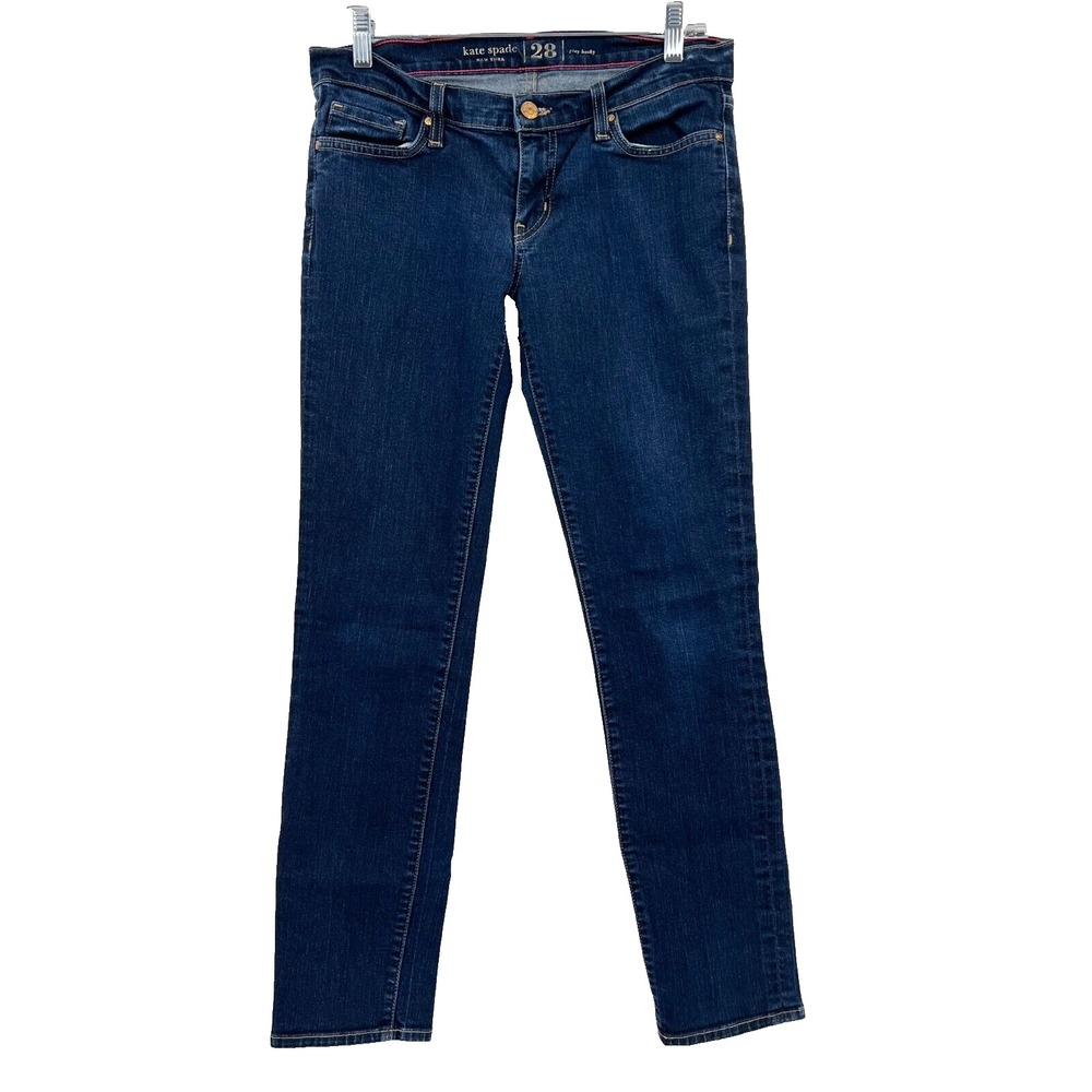 KATE SPADE Women's 28 Dark-Wash Play Hooky Broome Street Low-Rise Skinny Jeans